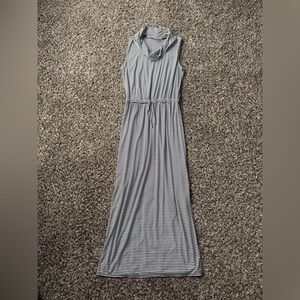 Chico's Zenergy Black and White Striped Maxi Dress